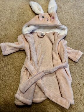 Plush Bunny Hooded Kids Pajama Robe - Pink